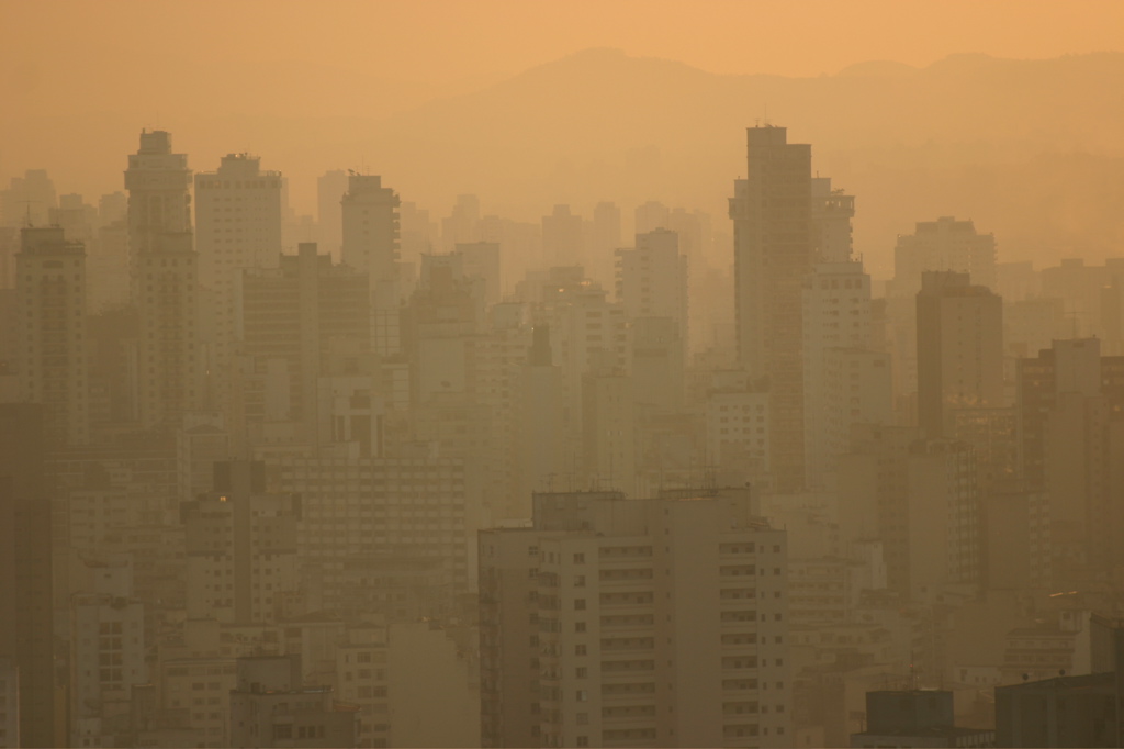 cityscape viewed through a smog