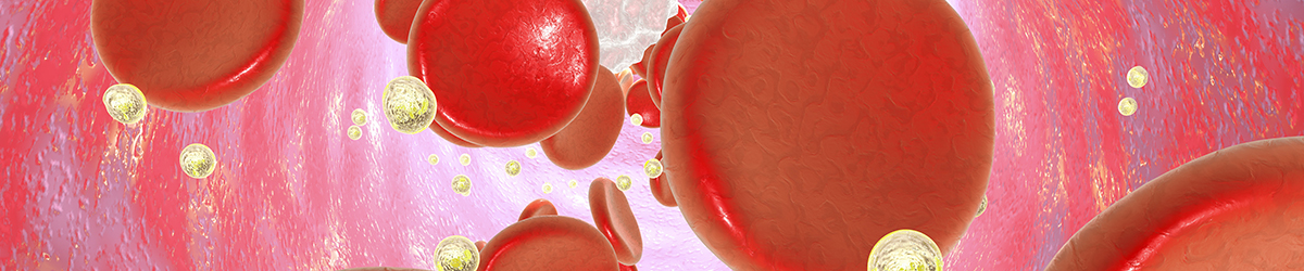 Gold nanoparticles and red blood cells travelling through an artery